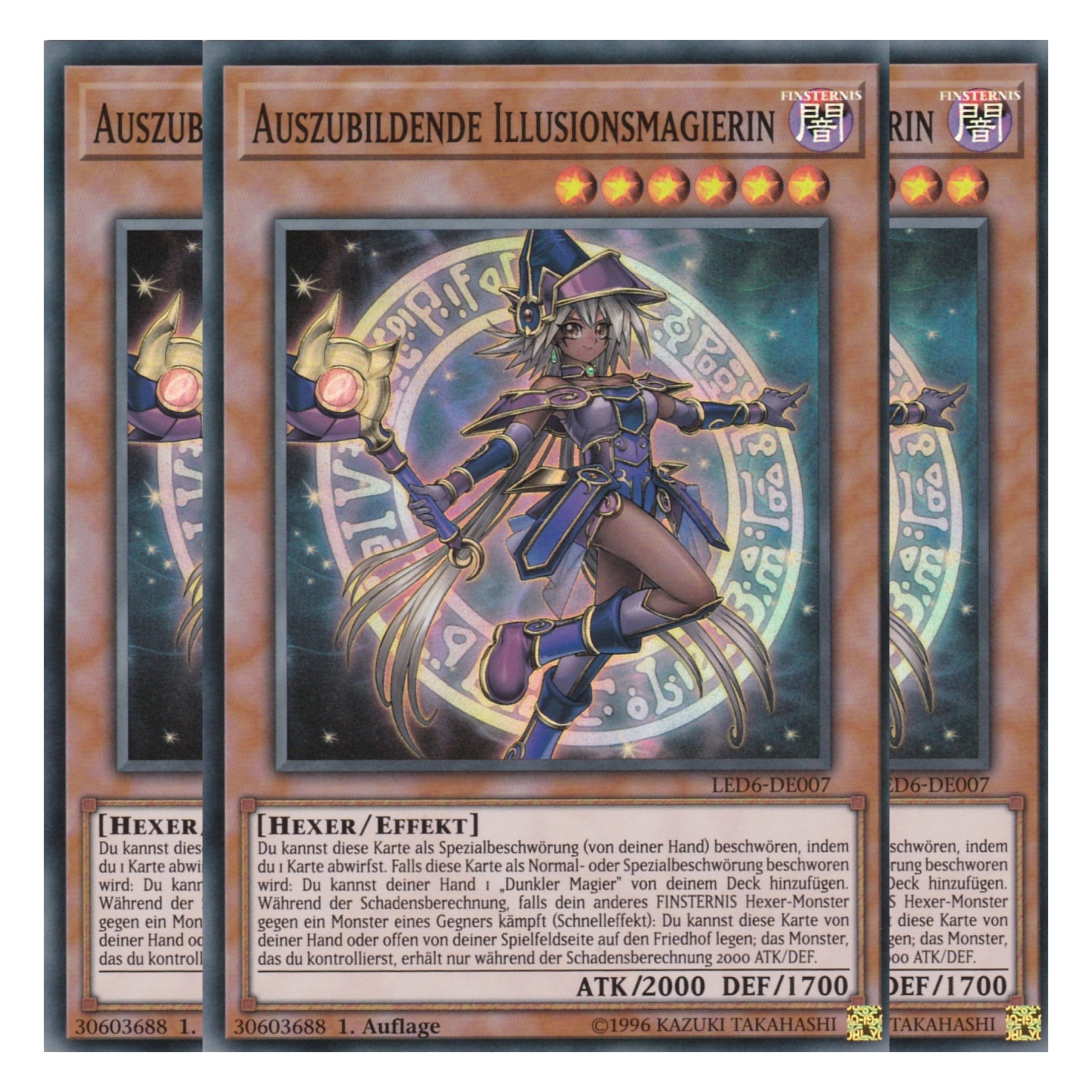 Auszubildende Illusionsmagierin - LED6-DE007 - Super Rare - Deutsch - 1. Auflage - Legendary Duelists: Magical Hero - Playset (3 Kopien)