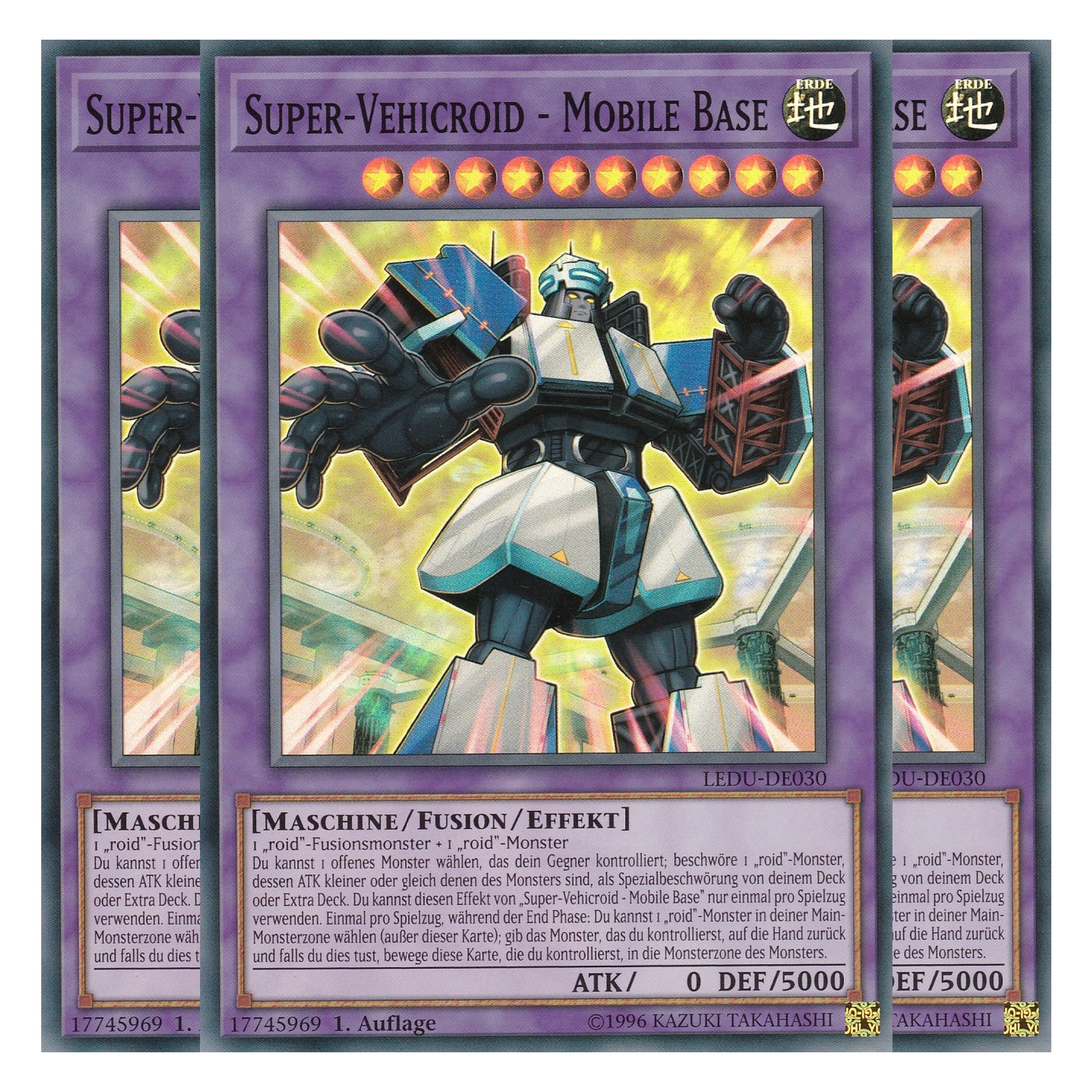 Super-Vehicroid - Mobile Base - LEDU-DE030 - Super Rare - Deutsch - 1. Auflage - Legendary Duelists - Playset (3 Kopien)