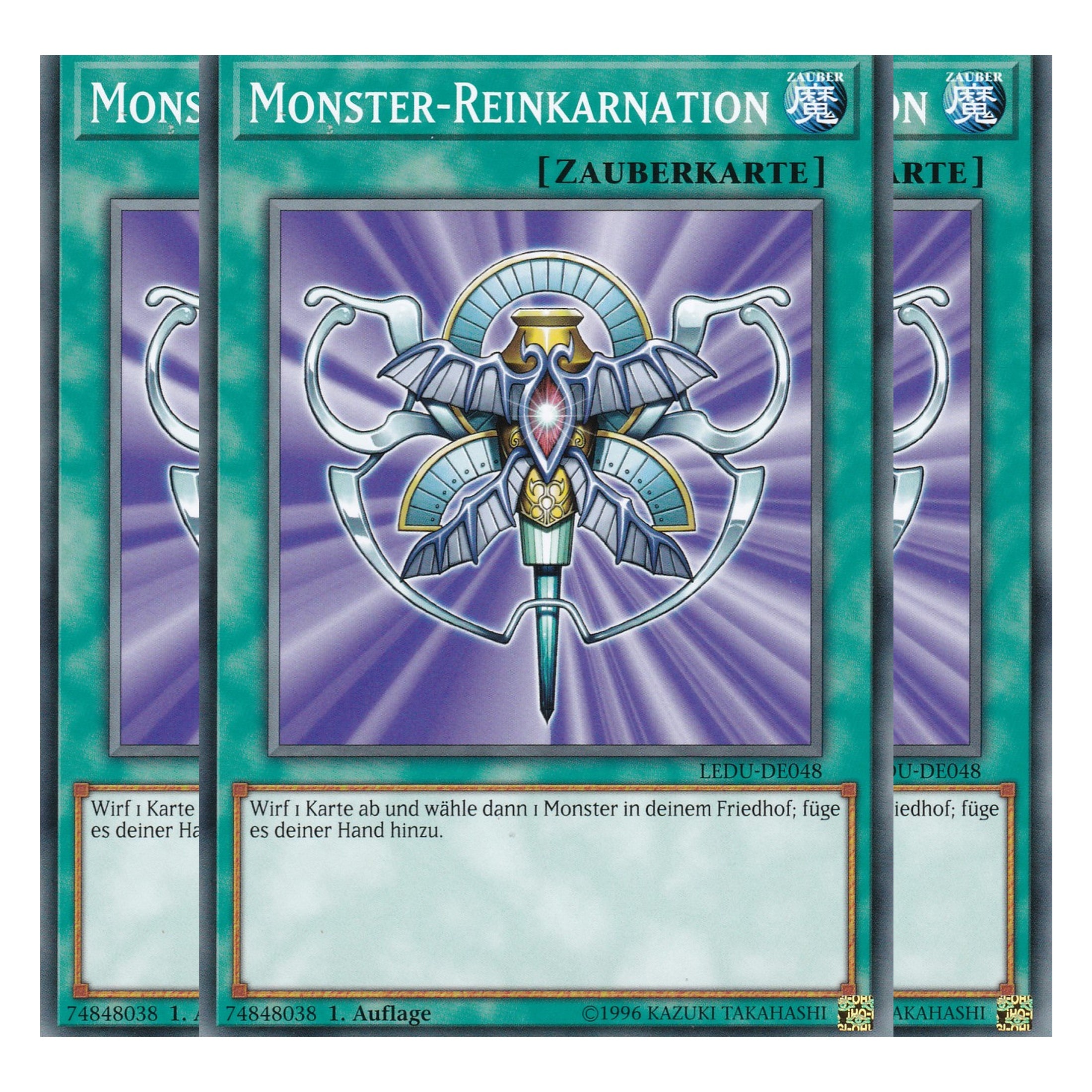 Monster-Reinkarnation - LEDU-DE048 - Common - Deutsch - 1. Auflage - Legendary Duelists - Playset (3 Kopien)