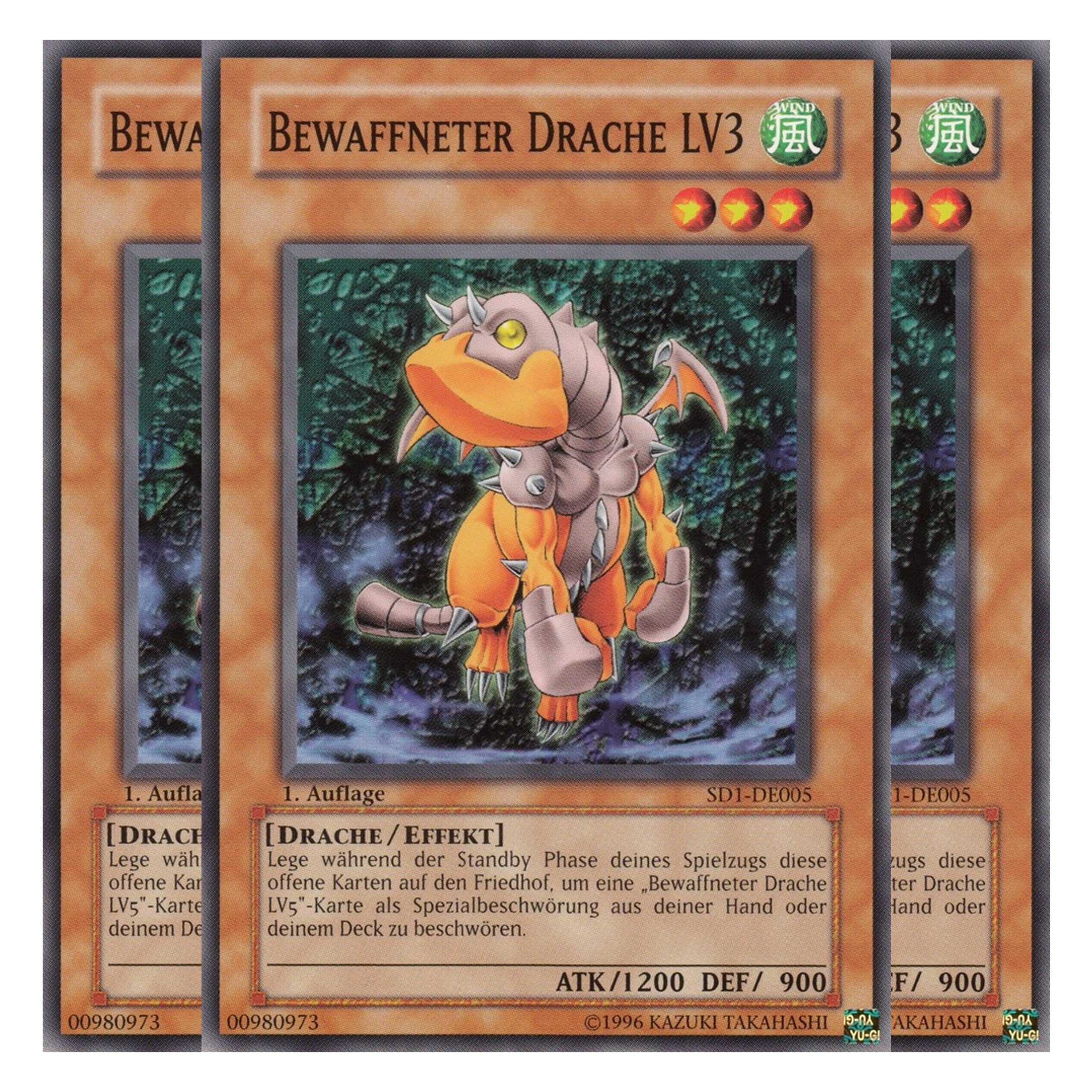 Bewaffneter Drache LV3 - SD1-DE005 - Common - Deutsch - 1. Auflage - Structure Deck: Dragon's Roar - Playset (3 Kopien)