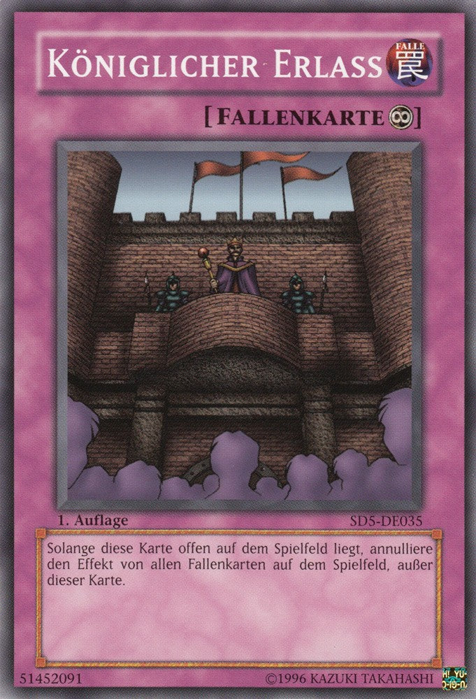 Königlicher Erlass - SD5-DE035 - Common - Deutsch - 1. Auflage - Structure Deck: Warrior's Triumph - Yugioh