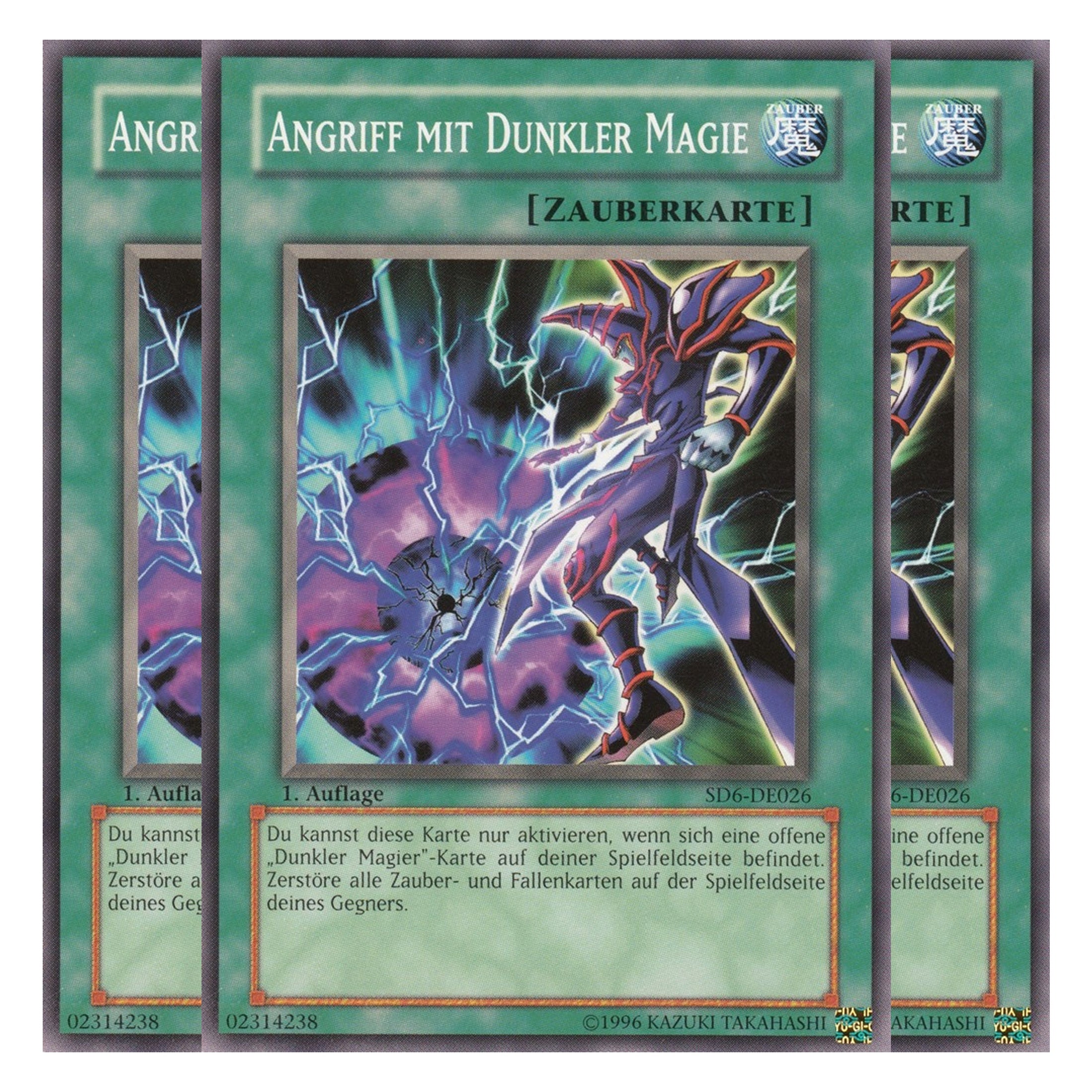 Angriff mit Dunkler Magie - SD6-DE026 - Common - Deutsch - 1. Auflage - Structure Deck: Spellcaster's Judgment - Playset (3 Kopien)