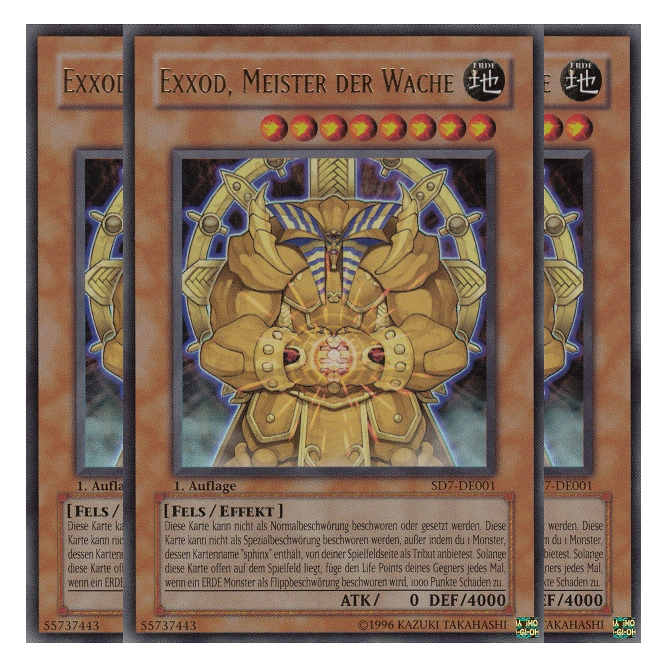 Exxod, Meister der Wache - SD7-DE001 - Ultra Rare - Deutsch - 1. Auflage - Structure Deck: Invincible Fortress - Playset (3 Kopien)