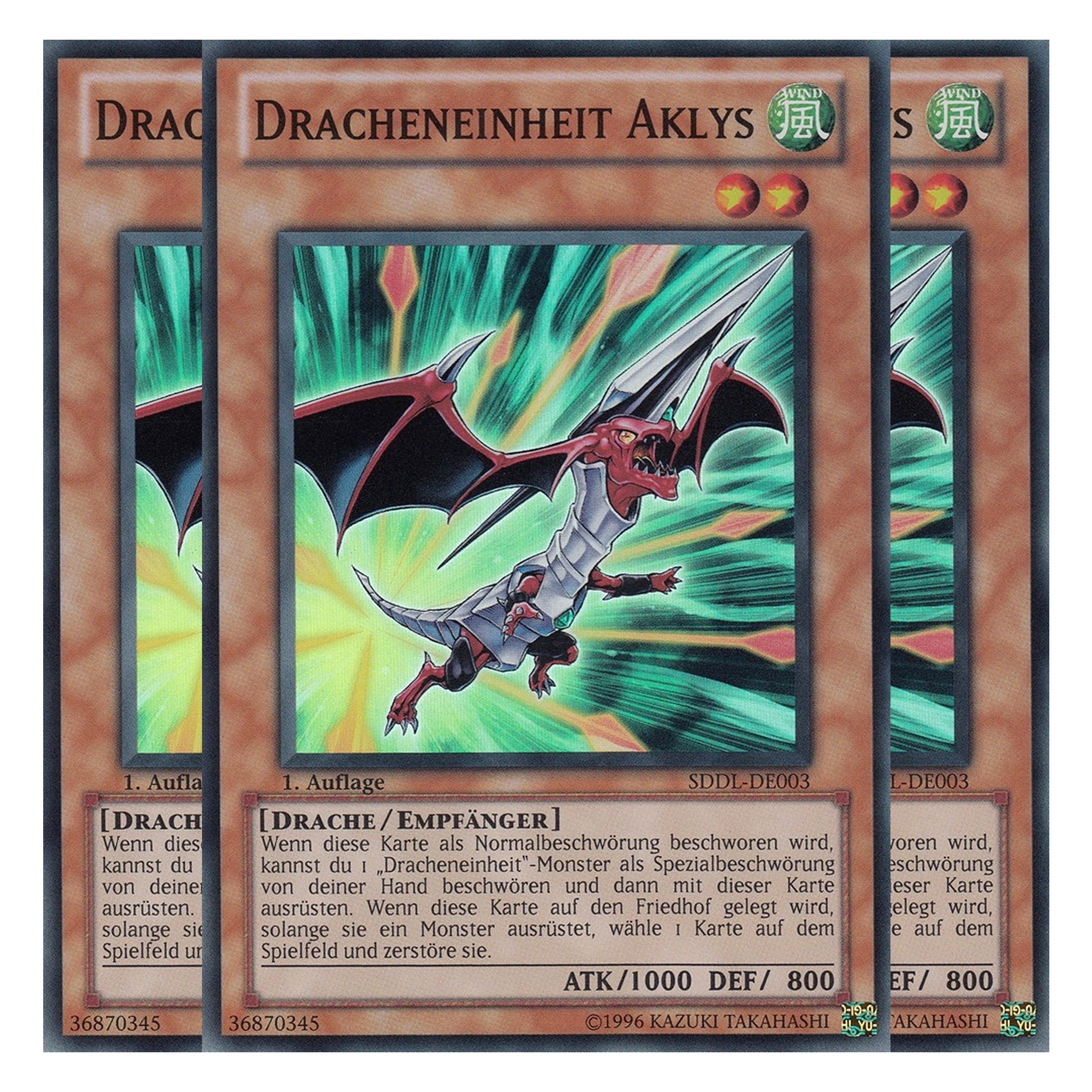 Dracheneinheit Aklys - SDDL-DE003 - Super Rare - Deutsch - 1. Auflage - Structure Deck: Dragunity Legion - Playset (3 Kopien)