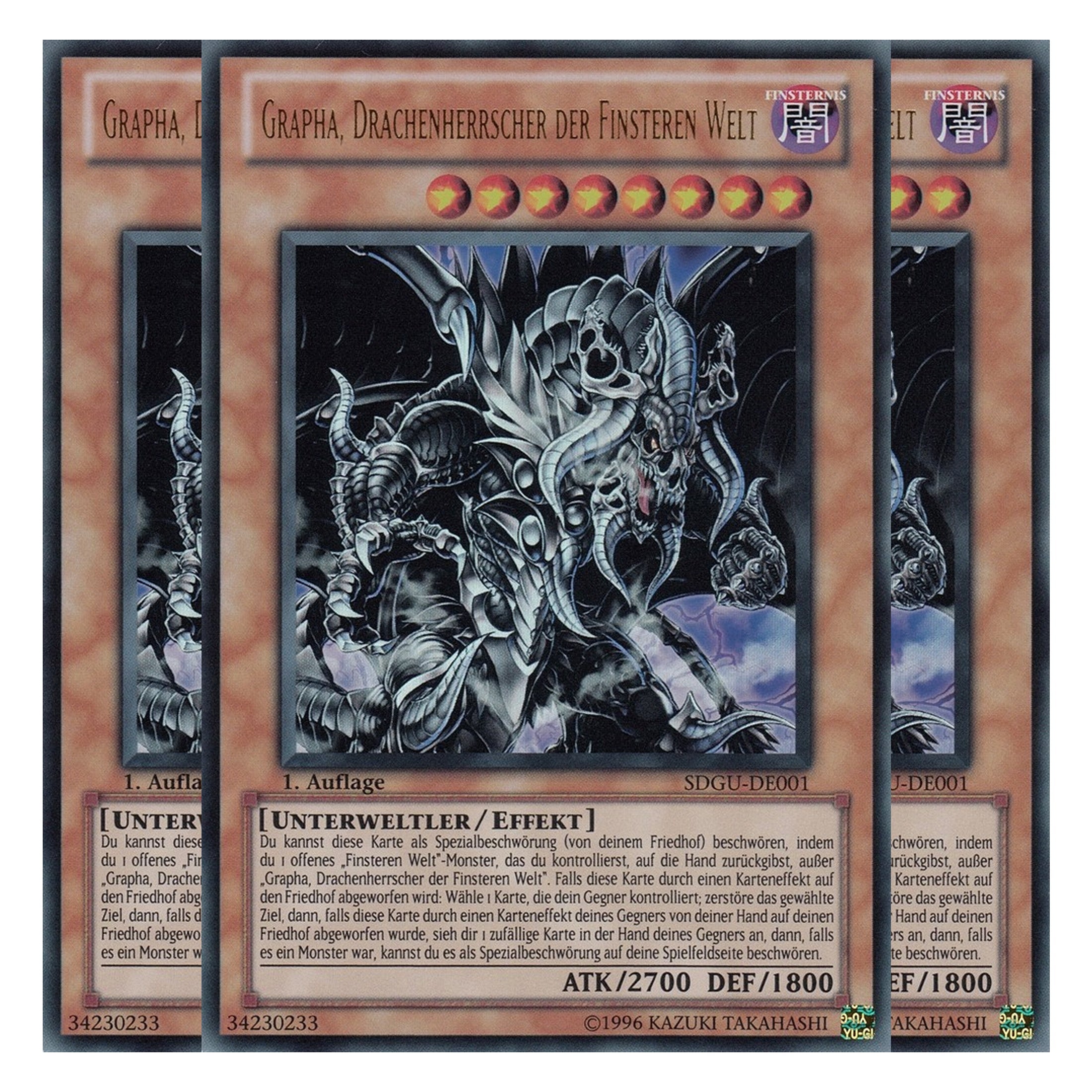 Grapha, Drachenherrscher der Finsteren Welt - SDGU-DE001 - Ultra Rare - Deutsch - 1. Auflage - Structure Deck: Gates of the Underworld - Playset (3 Kopien)