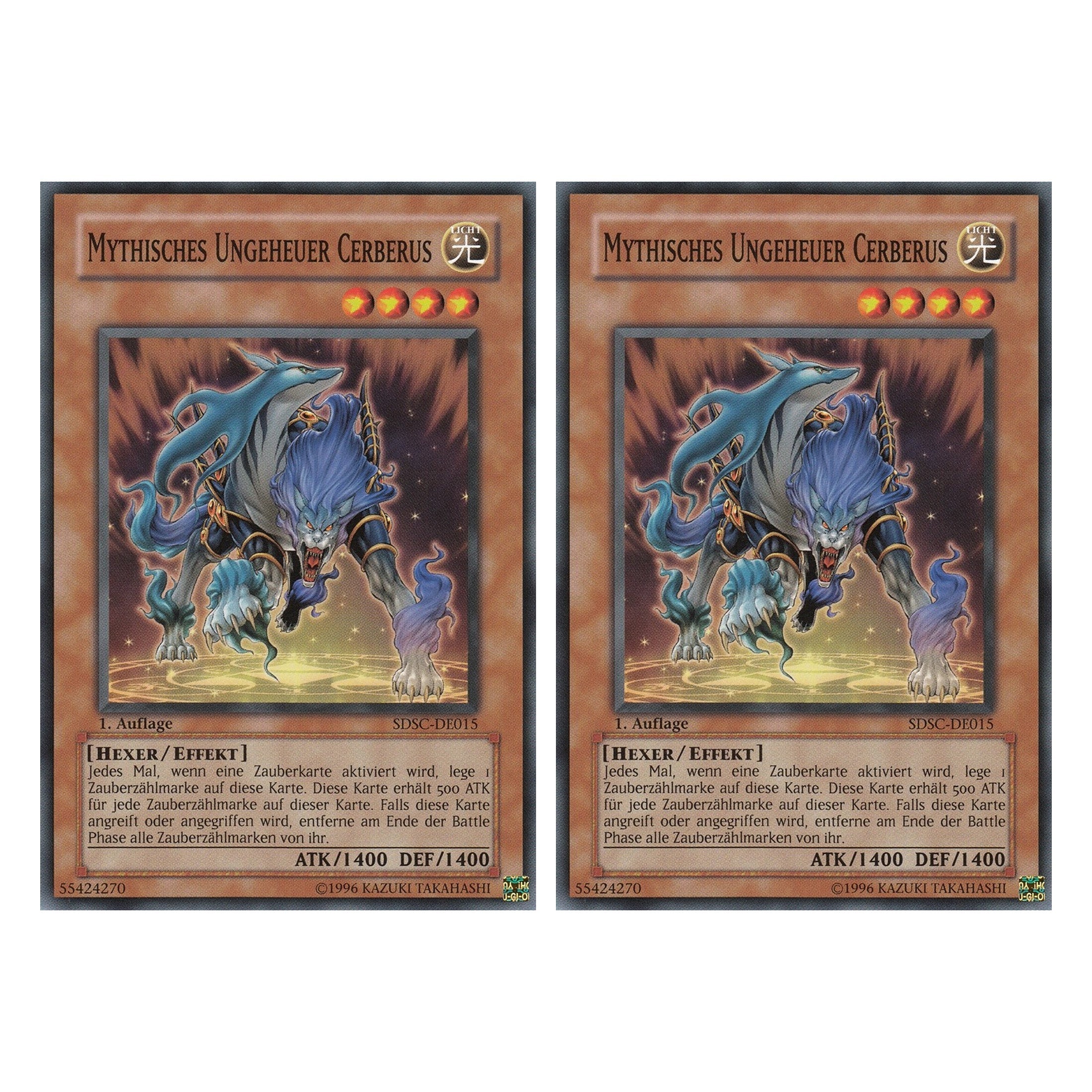 Mythisches Ungeheuer Cerberus - SDSC-DE015 - Common - Deutsch - 1. Auflage - Structure Deck: Spellcaster's Command - Duo Set (2 Stück) - Yugioh