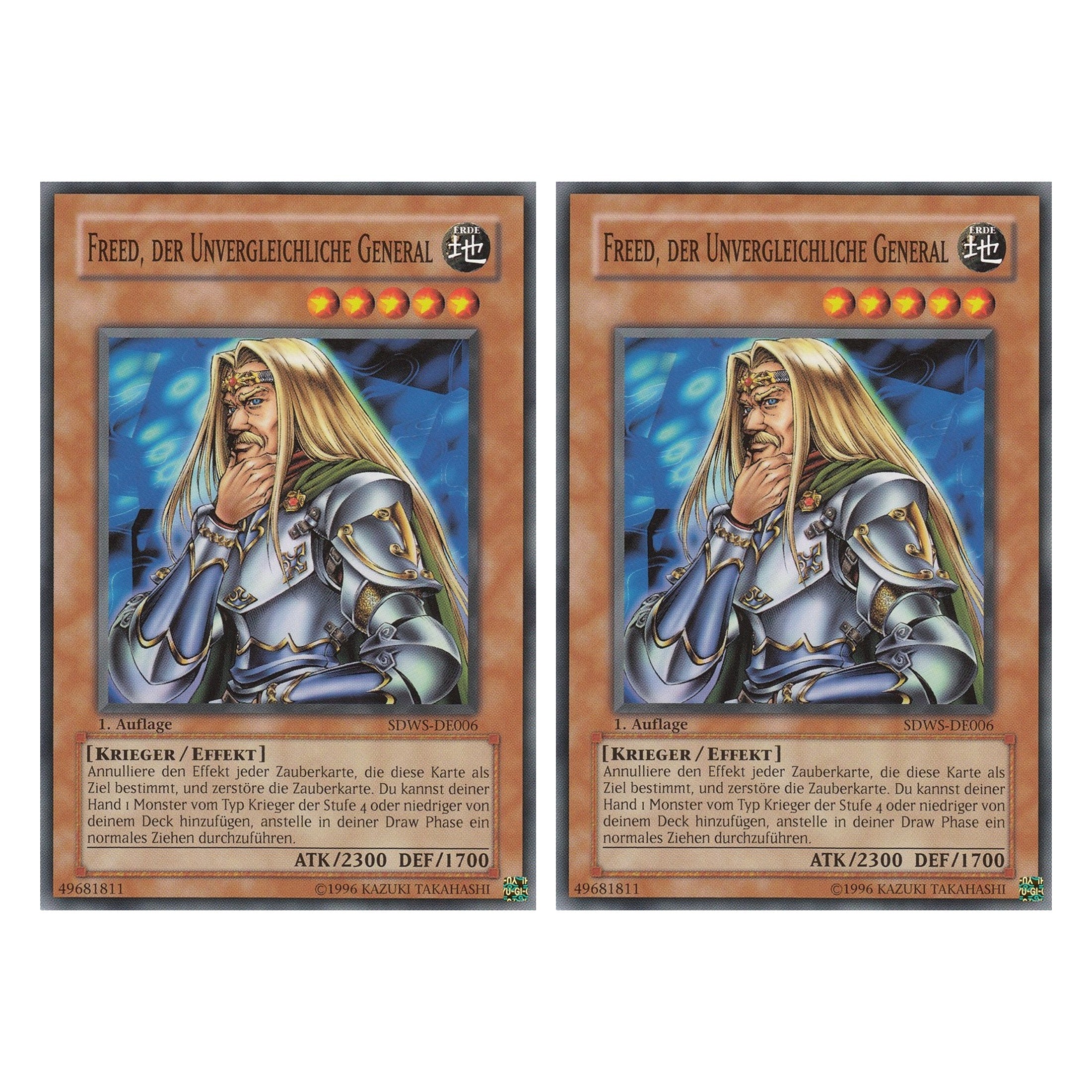 Freed, der Unvergleichliche General - SDWS-DE006 - Common - Deutsch - 1. Auflage - Structure Deck: Warrior's Strike - Duo Set (2 Stück) - Yugioh