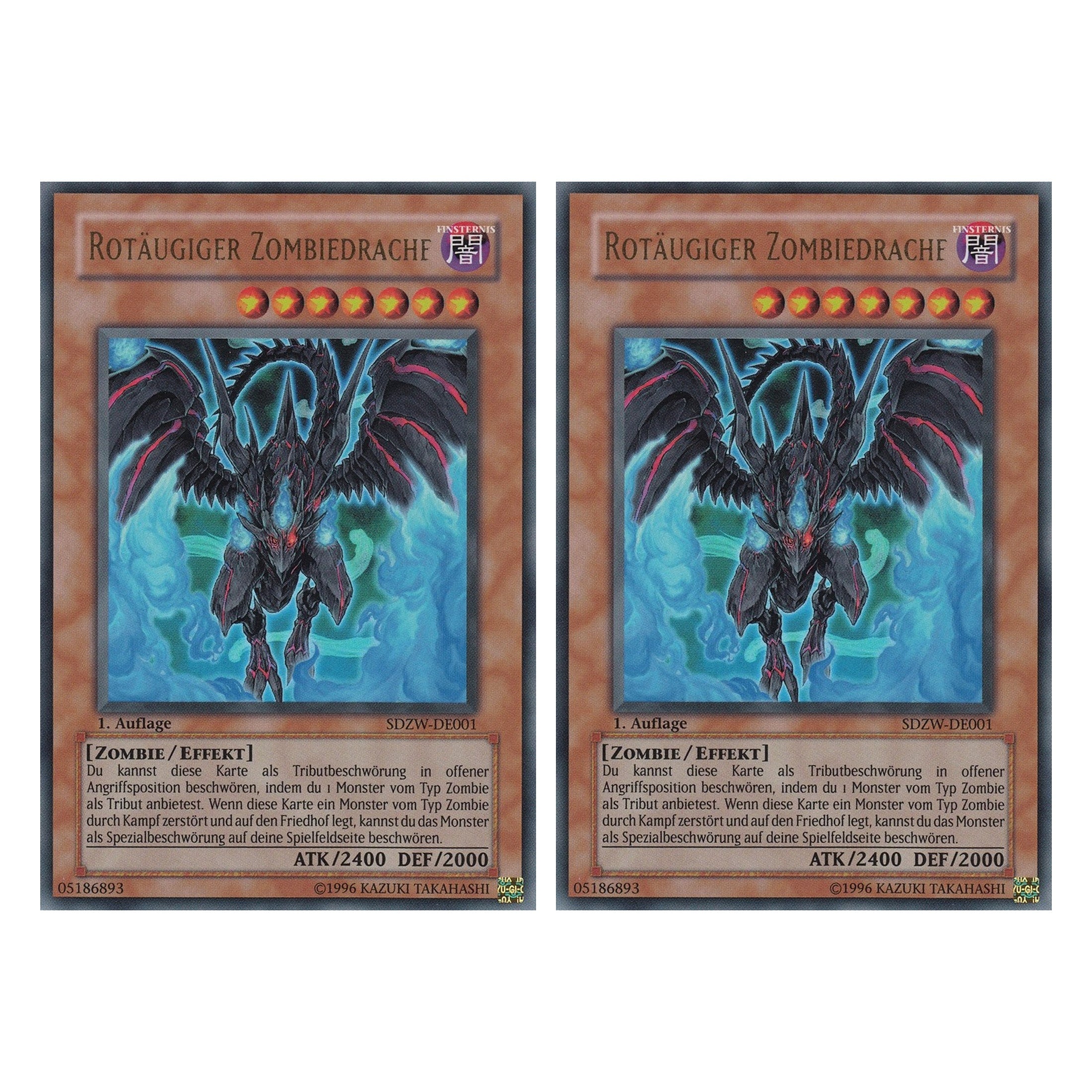 Rotäugiger Zombiedrache - SDZW-DE001 - Ultra Rare - Deutsch - 1. Auflage - Structure Deck: Zombie World - Duo Set (2 Stück) - Yugioh