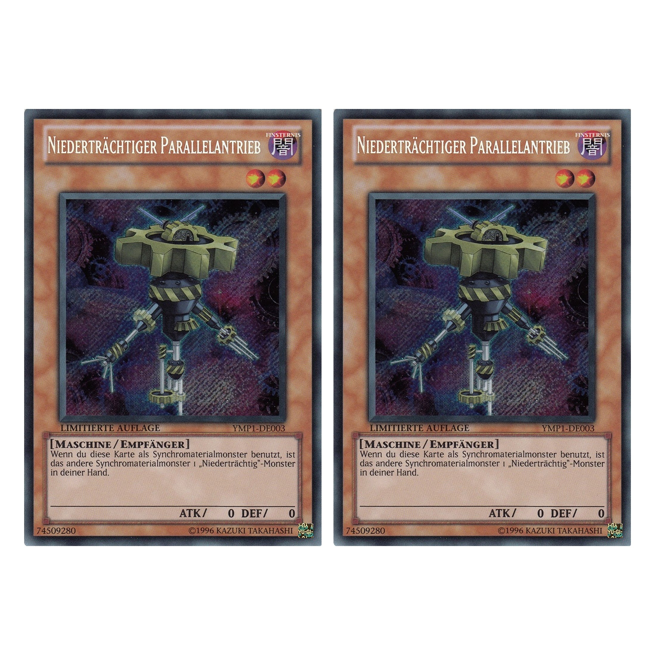 Niederträchtiger Parallelantrieb - YMP1-DE003 - Secret Rare - Deutsch - 1. Auflage - 3D Bonds Beyond Time Movie Pack - Duo Set (2 Stück) - Yugioh