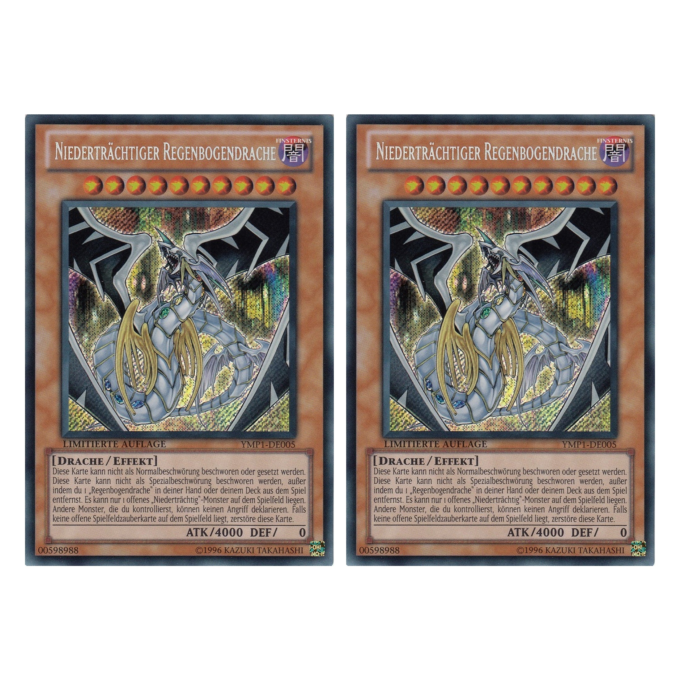 Niederträchtiger Regenbogendrache - YMP1-DE005 - Secret Rare - Deutsch - 1. Auflage - 3D Bonds Beyond Time Movie Pack - Duo Set (2 Stück) - Yugioh