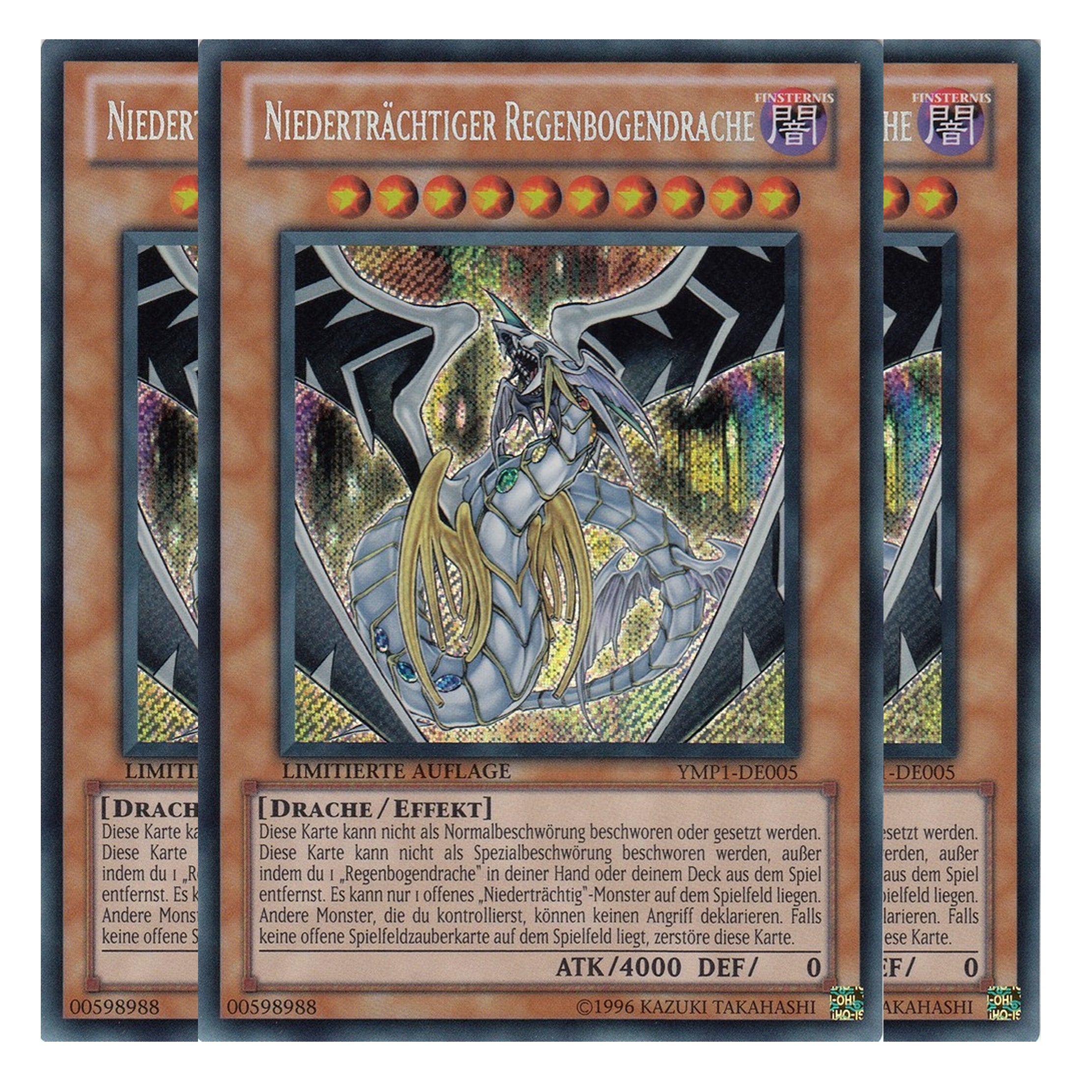 Niederträchtiger Regenbogendrache - YMP1-DE005 - Secret Rare - Deutsch - 1. Auflage - 3D Bonds Beyond Time Movie Pack - Playset (3 Kopien)