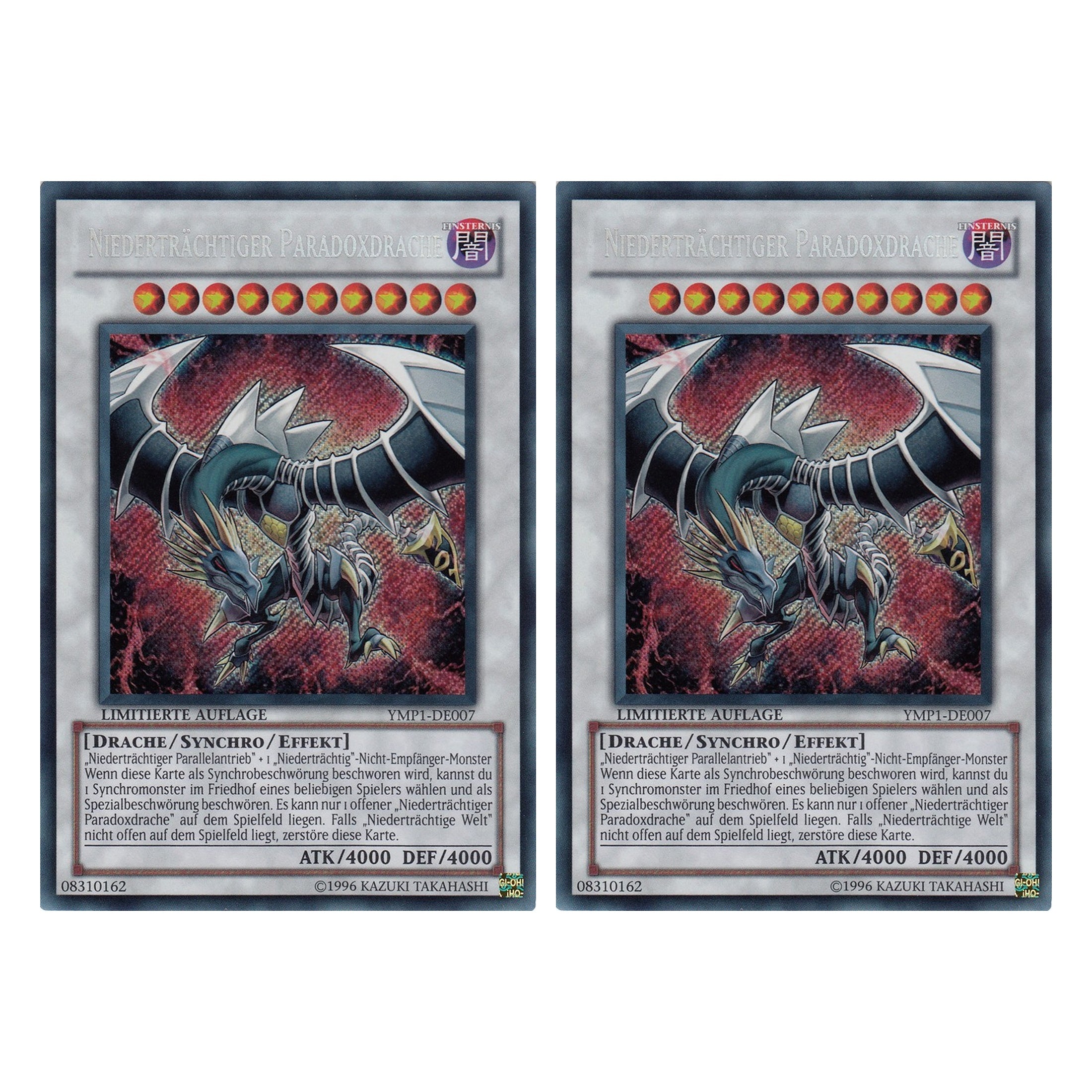 Niederträchtiger Paradoxdrache - YMP1-DE007 - Secret Rare - Deutsch - 1. Auflage - 3D Bonds Beyond Time Movie Pack - Duo Set (2 Stück) - Yugioh