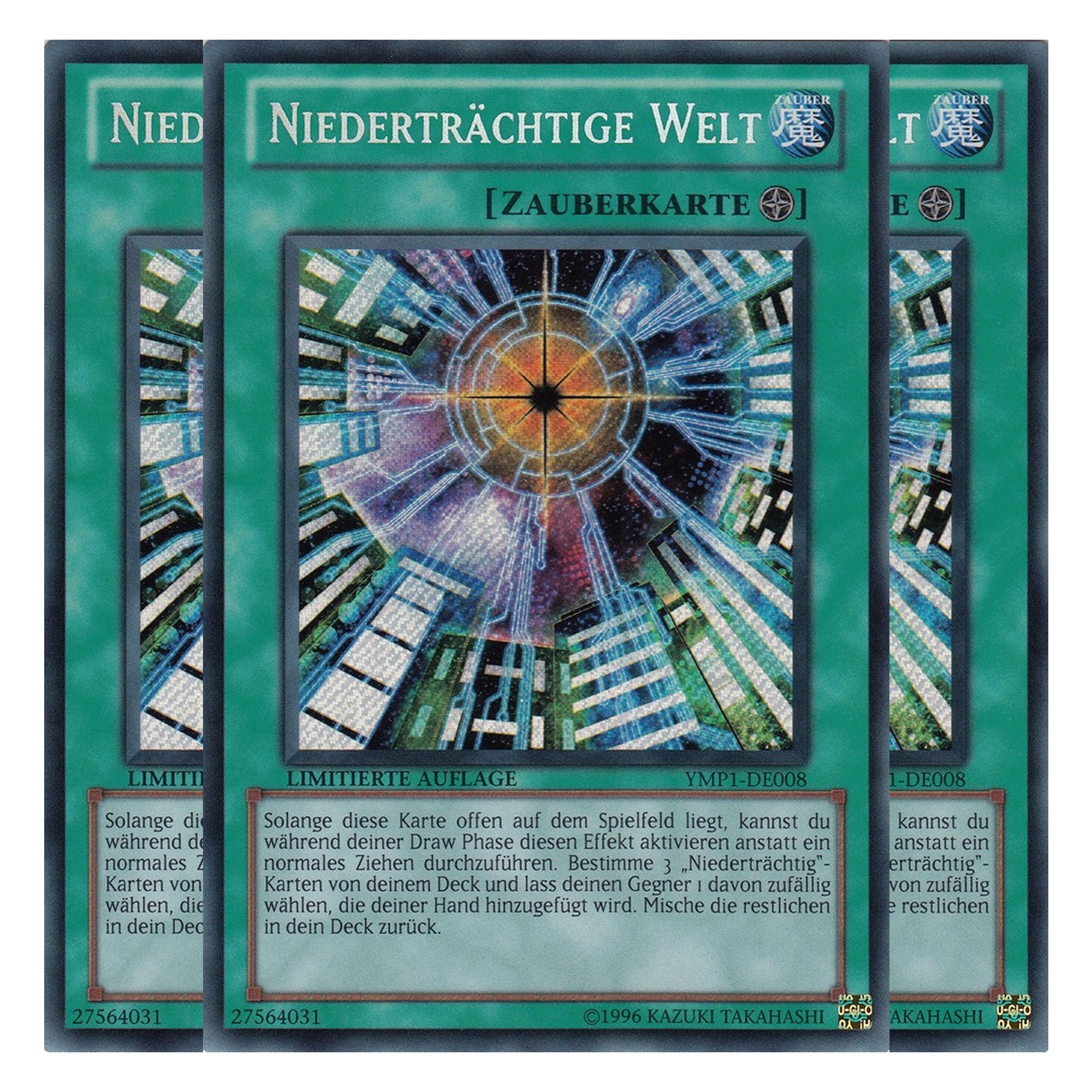 Niederträchtige Welt - YMP1-DE008 - Secret Rare - Deutsch - 1. Auflage - 3D Bonds Beyond Time Movie Pack - Playset (3 Kopien)