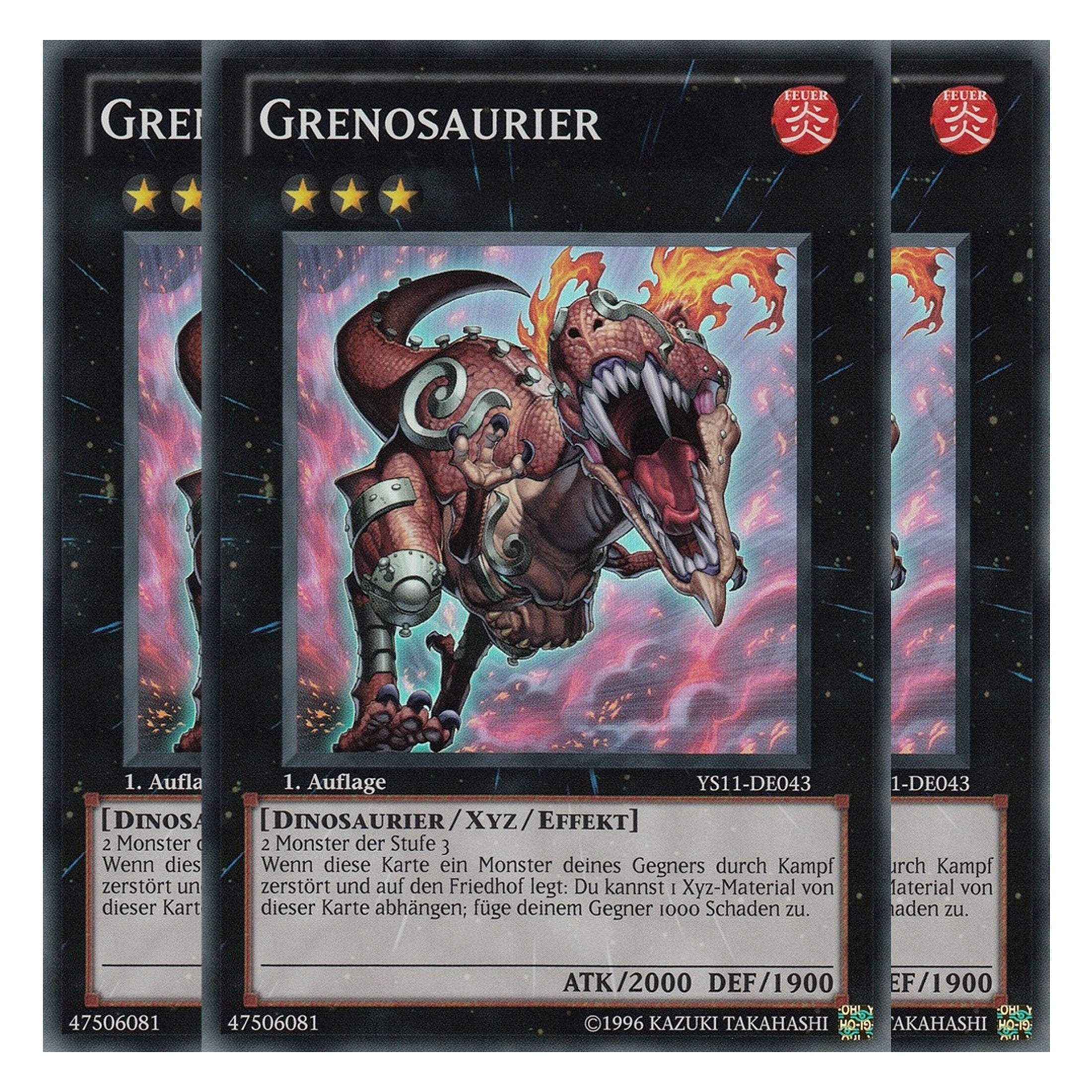 Grenosaurier - YS11-DE043 - Super Rare - Deutsch - 1. Auflage - Starter Deck: Dawn of the Xyz - Playset (3 Kopien)
