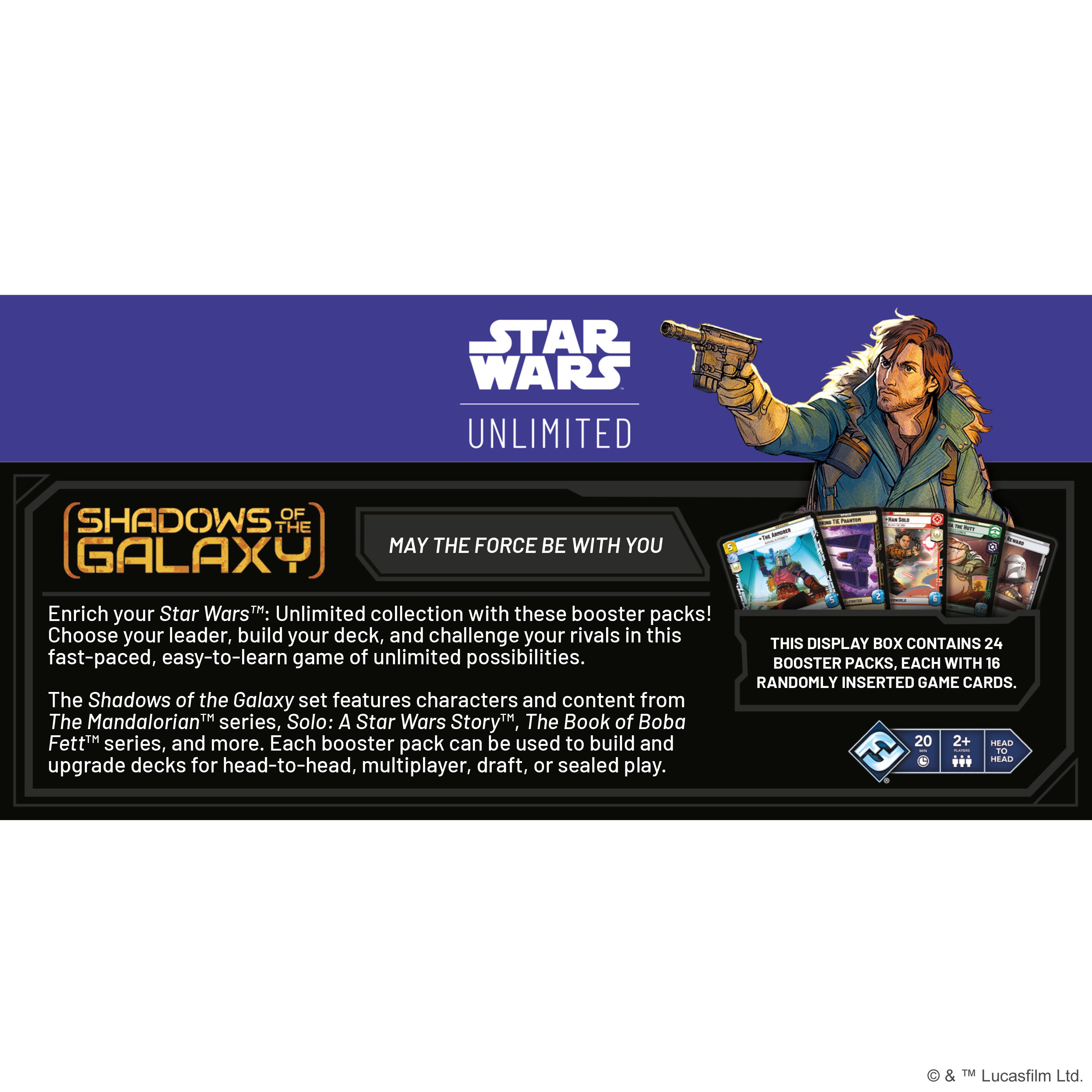 Star Wars: Unlimited - Shadows of the Galaxy - Display Booster Box - (24 Booster Packs mit jeweils 16 Karten) - Englisch - Originalverpackt - Trading Card Game